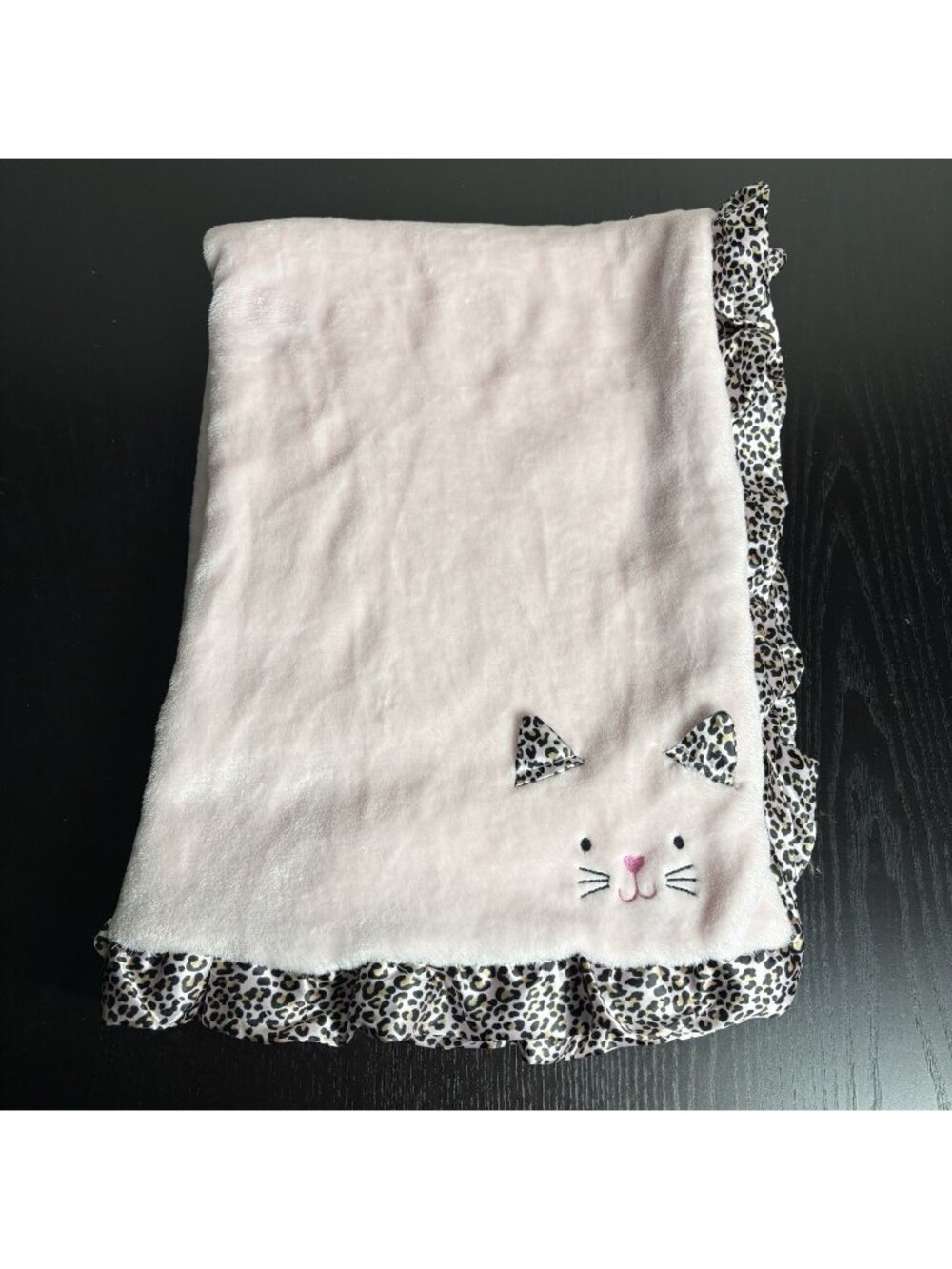 LITTLE ME Baby Girl Plush Blanket Pink Black Leopard Print Kitty Cat Face 2020